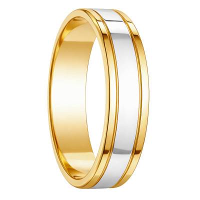 Two-Tone 375 or 750 Gold Concave Standard Wedding Ring, Width 5 mm - Fair'Belle