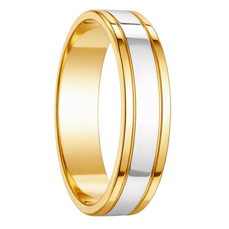 Two-Tone 375 or 750 Gold Concave Standard Wedding Ring, Width 5 mm - Fair'Belle