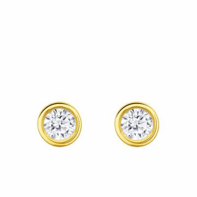 Boucles d'Oreilles Diamants de Synthèse Clos 2x0,20 ct en Or Jaune 375 ou 750 - Emanessence