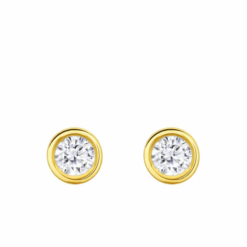 Boucles d'Oreilles Diamants de Synthèse Clos 2x0,20 ct en Or Jaune 375 ou 750 - Ocarat
