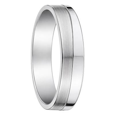 White Gold 375/1000 or 750/1000 Brushed Comfort Ribbon Wedding Ring 4,5 mm - Fair'Belle