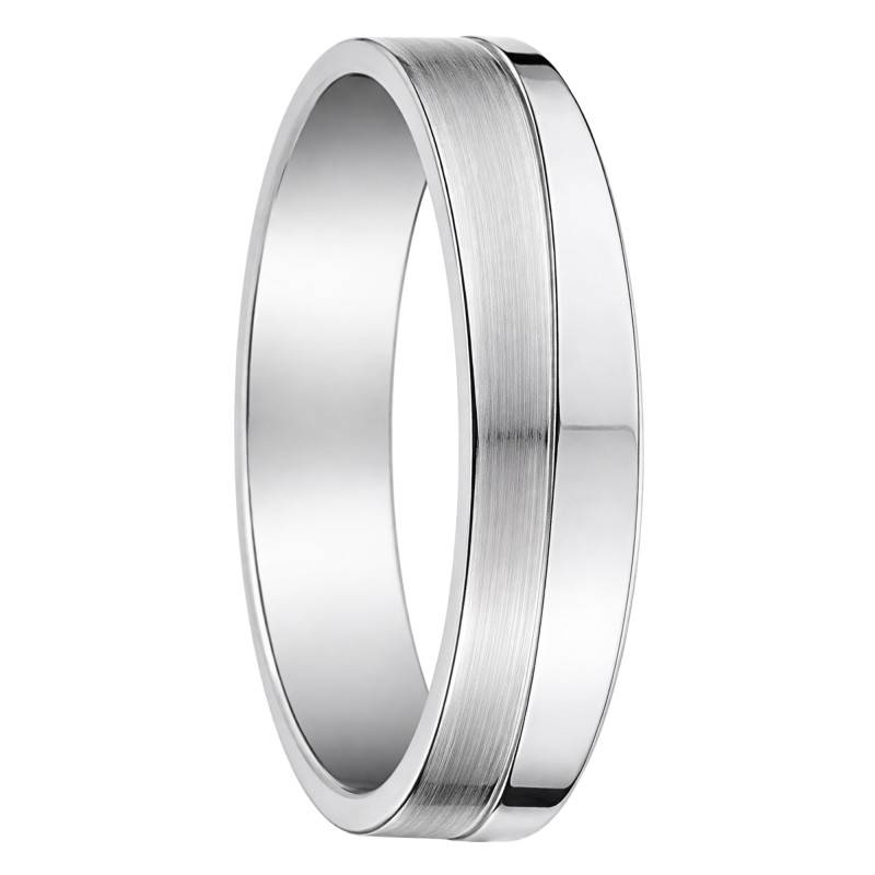 White Gold 375/1000 or 750/1000 Brushed Comfort Ribbon Wedding Ring 4,5 mm - Fair'Belle
