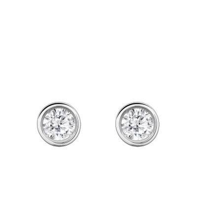 Boucles d'Oreilles Diamants de Synthèse Clos 2x0,25 ct en Or Blanc 375 ou 750 - Emanessence