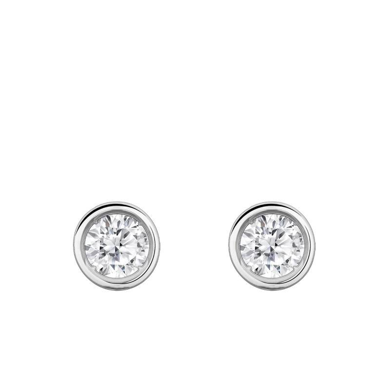 Boucles d'Oreilles Diamants de Synthèse Clos 2x0,25 ct en Or Blanc 375 ou 750 - Ocarat