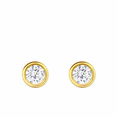 Yellow Gold 375 or 750 Lab-Grown Diamond Bezel-Set Stud Earrings 2x0.25 ct - Ocarat