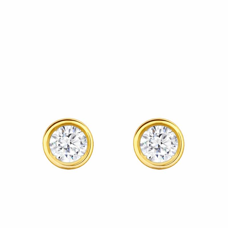 Yellow Gold 375 or 750 Lab-Grown Diamond Bezel-Set Stud Earrings 2x0.25 ct - Ocarat