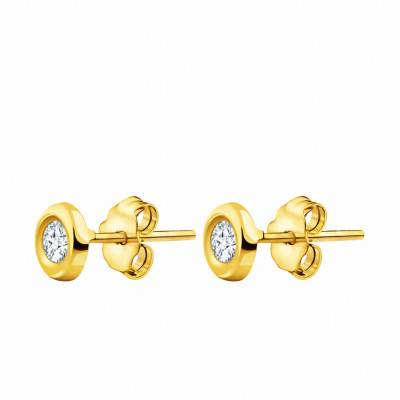 Boucles d'Oreilles Diamants de Synthèse Clos 2x0,15 ct en Or Jaune 375 ou 750 - Ocarat