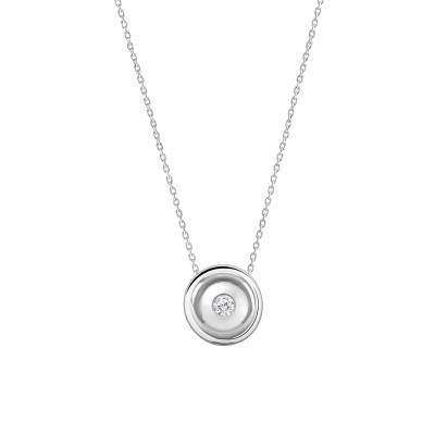 Lab-Grown Diamond Bezel-Set Necklace 0.025 ct in 375 or 750 White Gold - Ocarat
