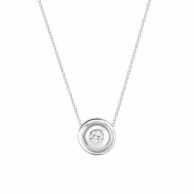 White Gold Bezel-Set Lab-Grown Diamond Necklace 0,05 ct 375 or 750 - Ocarat