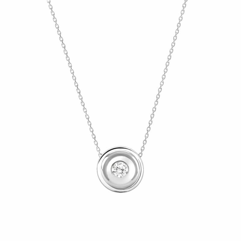 White Gold Bezel-Set Lab-Grown Diamond Necklace 0,05 ct 375 or 750 - Ocarat