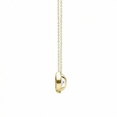 Lab-Grown Diamond Bezel-Set Necklace 0.025 ct in 375 or 750 Yellow Gold - Ocarat