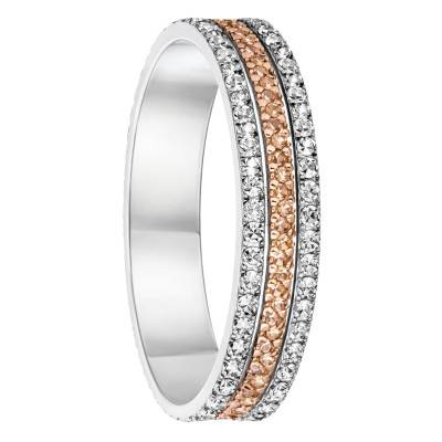 Two-Gold Diamond-Cut Comfort Ribbon Wedding Ring 375 or 750, Width 4 mm - Fair'Belle