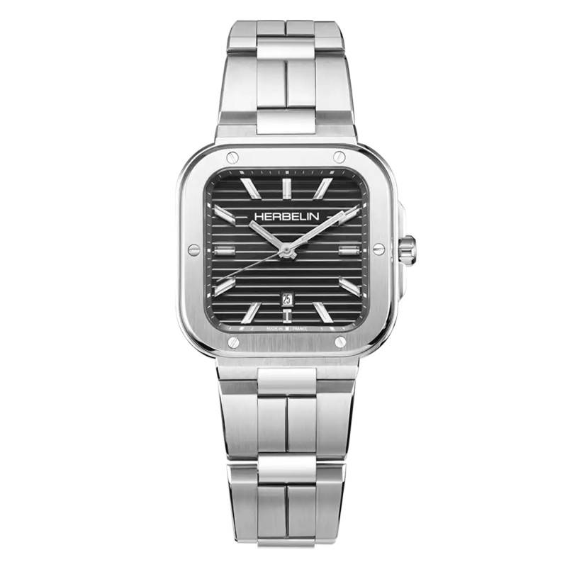 Montre Cap Camarat - Square Quartz - Noir & Acier - 14546B14 - Herbelin