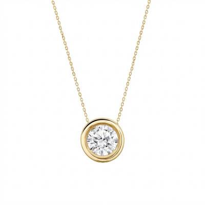 Bezel-Set 375 or 750 Yellow Gold Lab-Grown Diamond Necklace 0.25 ct - Ocarat