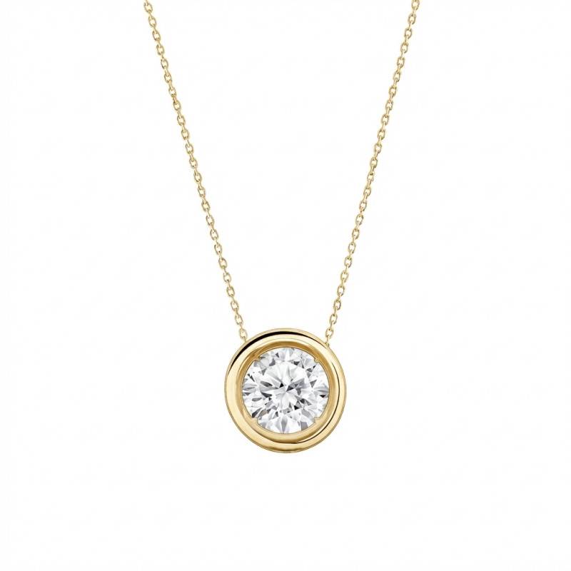 Collier Diamant de Synthèse Clos 0,25 ct en Or Jaune 375 ou 750 - Ocarat