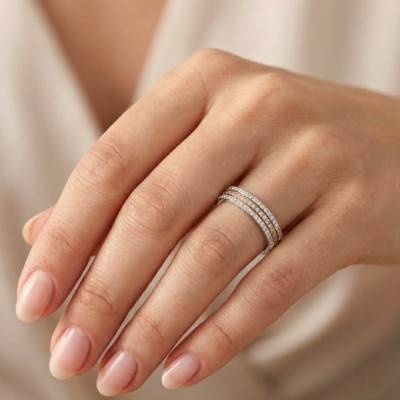 Two-Gold Diamond-Cut Comfort Ribbon Wedding Ring 375 or 750, Width 4 mm - Fair'Belle