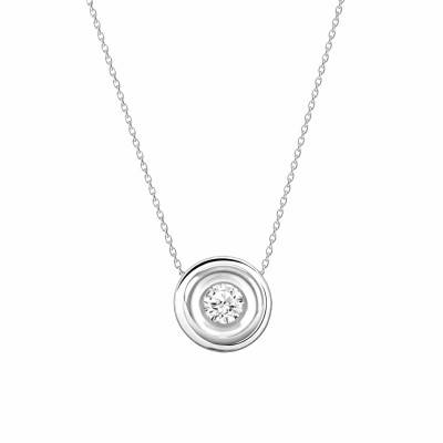 375/1000 or 750/1000 White Gold Lab-Grown Diamond Bezel-Set Necklace 0.12 ct - Ocarat
