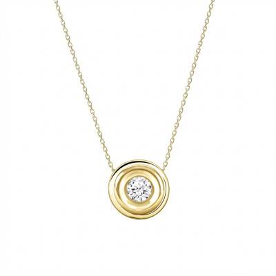 Bezel-Set Lab-Grown Diamond Yellow Gold Necklace 0.12 ct 375/1000 or 750/1000 - Ocarat