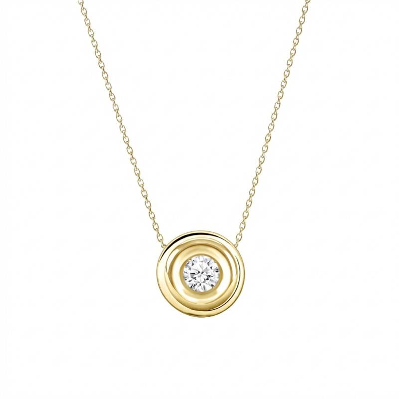 Bezel-Set Lab-Grown Diamond Yellow Gold Necklace 0.12 ct 375/1000 or 750/1000 - Ocarat
