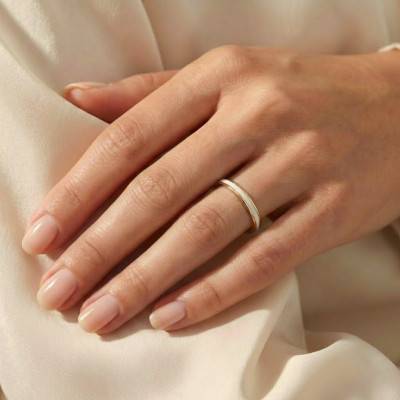 Two-Tone 375 or 750 Gold Concave Wedding Ring, Width 3.5 mm - Fair'Belle