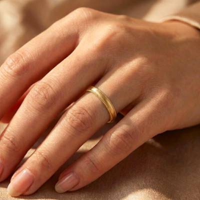 375/1000 or 750/1000 Yellow Gold Half-Dome Beaded Wedding Ring 3 mm - Fair'Belle