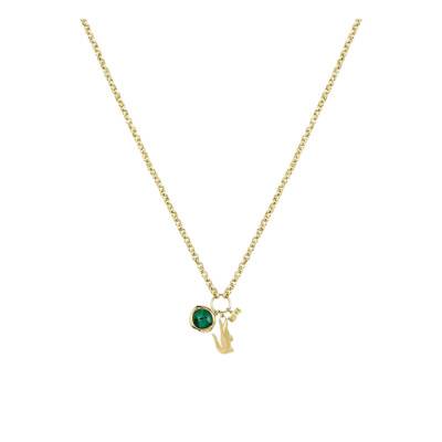 Gold-Tone Stainless Steel & Green Malachite Umpire Necklace, Adjustable Length 50 cm - 2040615 - Lacoste
