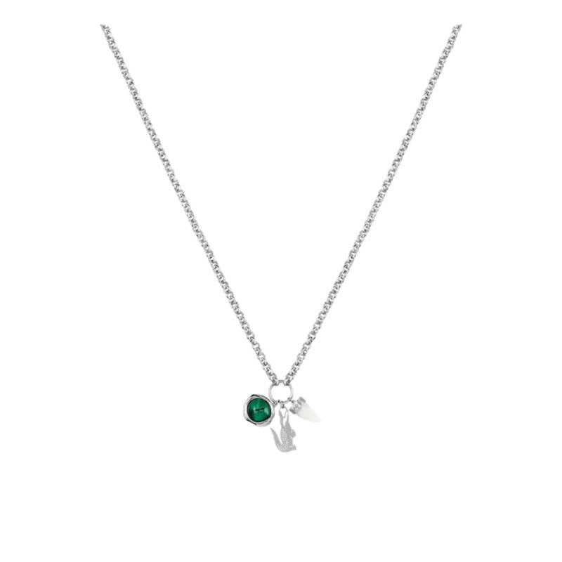 Gray Steel & Green Malachite Umpire Bracelet, 50 cm Adjustable Length - 2040614 - Lacoste