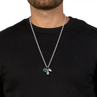 Bracelet Umpire en Acier Gris & Malachite Verte, Longueur 50 cm Ajustable - 2040614 - Lacoste