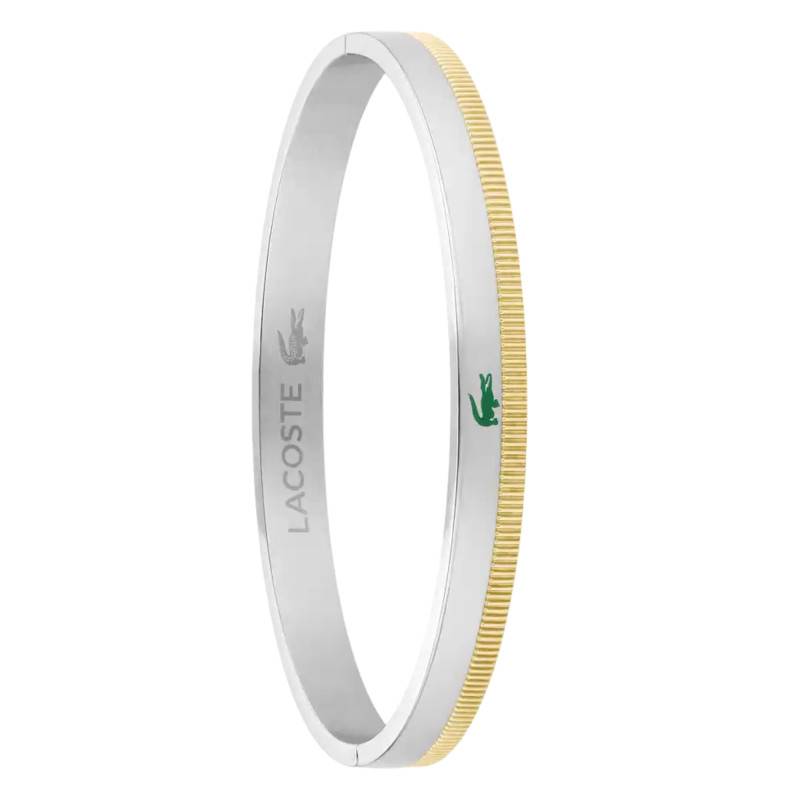 Bracelet Jonc Naomia en Acier Gris Poli & Doré Strié, Dimensions 52 x 61 mm - 2040618 - Lacoste