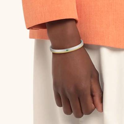 Bracelet Jonc Naomia en Acier Gris Poli & Doré Strié, Dimensions 52 x 61 mm - 2040618 - Lacoste
