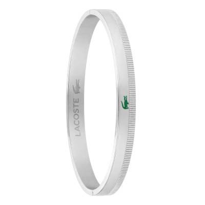 Naomia Polished Striped Grey Steel Bangle Bracelet, 52 x 61 mm - 2040617 - Lacoste