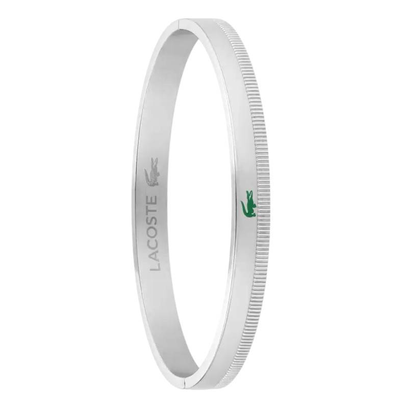 Naomia Polished Striped Grey Steel Bangle Bracelet, 52 x 61 mm - 2040617 - Lacoste