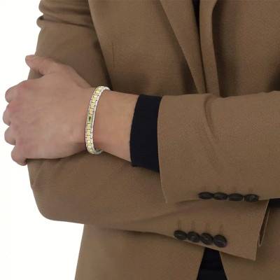 Gray & Gold-Tone Stainless Steel Métropole Bracelet, Adjustable Length 19 cm - 2040586 - Lacoste
