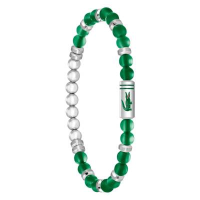 Gray Stainless Steel & Green Agate Matchpoint Bracelet, Length 19 cm - 2040591 - Lacoste