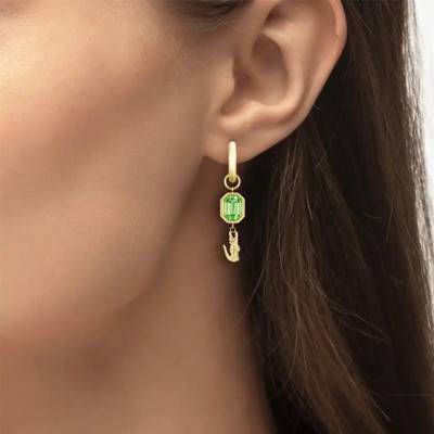 Boucles d'Oreilles Pendantes Deva en Acier Doré & Cristal Vert - 2040608 - Lacoste
