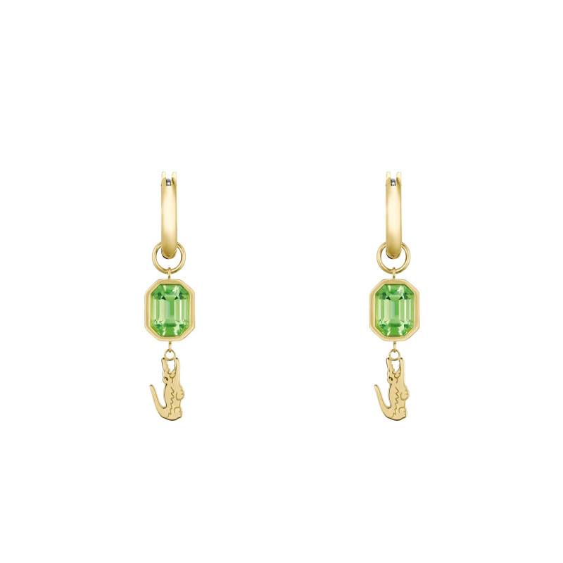 Boucles d'Oreilles Pendantes Deva en Acier Doré & Cristal Vert - 2040608 - Lacoste