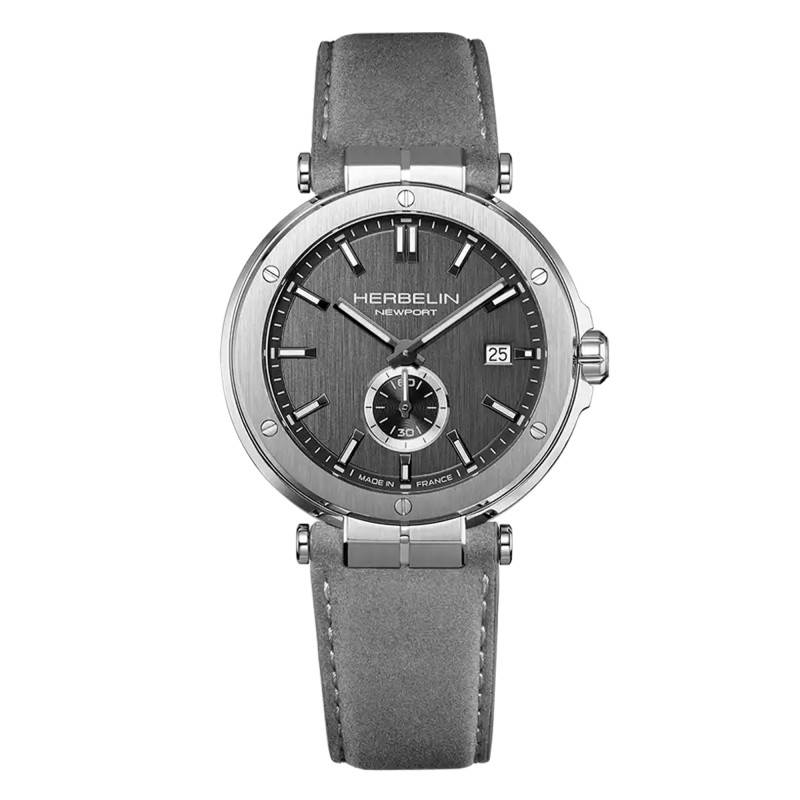 Montre Newport Quartz Gris & Cuir Gris 18389A22GR - Herbelin