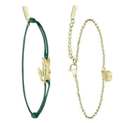 Gold-Tone and Green Crocodile Bracelets in Gold-Tone Stainless Steel & Green Crystal - 2070060 - Lacoste