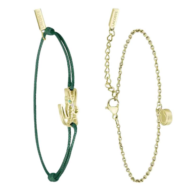 Gold-Tone and Green Crocodile Bracelets in Gold-Tone Stainless Steel & Green Crystal - 2070060 - Lacoste