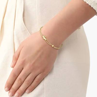 Bracelet Crocodile en Acier Doré, Longueur 25 cm Ajustable - 2040581 - Lacoste