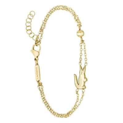 Gold-Tone Steel Crocodile Bracelet, 25 cm Adjustable Length - 2040581 - Lacoste