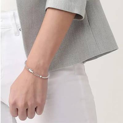 Bracelet Crocodile en Acier Gris, Longueur 25 cm Ajustable - 2040580 - Lacoste