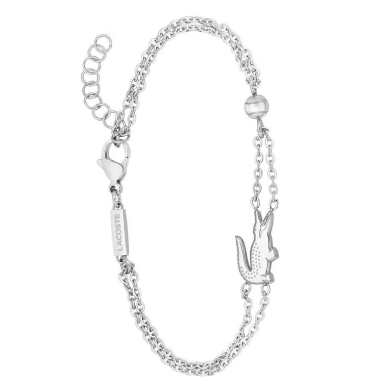 Gray Stainless Steel Crocodile Bracelet, Adjustable Length 25 cm - 2040580 - Lacoste