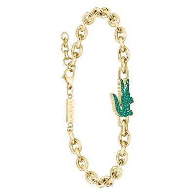 Arthor Gold Steel & Green Crystals Bracelet, 25 cm Adjustable Length - 2040611 - Lacoste