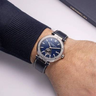 Newport Quartz Blue & Blue Leather Watch 18389A45 - Herbelin