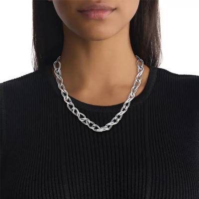 Gray Stainless Steel Sculptured Drops Chain Necklace, Length 40 cm - 35000918 - Calvin Klein