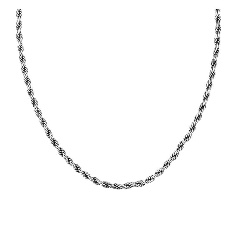 Myles Rope Chain Gray Steel Necklace, Length 55 cm - 1580839 - Boss