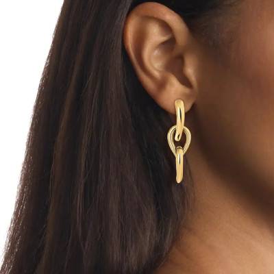 Sculptured Drops Gold Steel Drop Earrings - 35000917 - Calvin Klein
