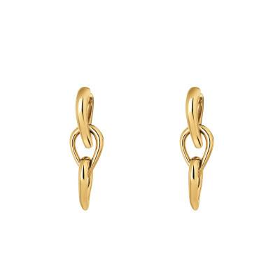Boucles d'Oreilles Pendantes Sculptured Drops en Acier Doré - 35000917 - Calvin Klein