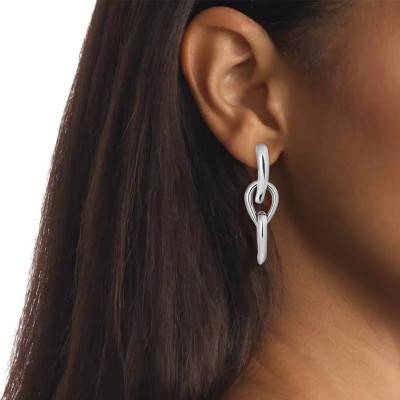 Boucles d'Oreilles Pendantes Sculptured Drops en Acier Gris - 35000916 - Calvin Klein